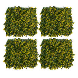 Greenbrokers Artificial Green Plant Wall Hedge With Yellow Leaf Foliage-Uv Stable (Pack Of 4) (1M X 1M) - thumbnail 2