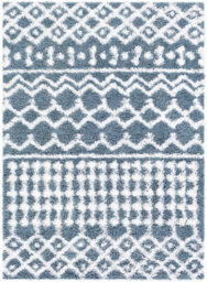 Livabliss Urban Shaggy-Geometric Blue White Soft Plush Pile Living Bedroom Rug 200 X 290 Cm Easy Care, Non Shedding - thumbnail 1