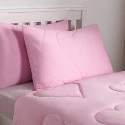 OHS Coverless Duvet 7.5 Tog Pillowcase Quilt Heart Bedding Set, Pink - Single - thumbnail 3
