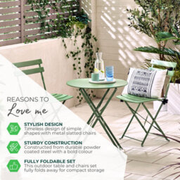 Furniturebox Cabo Garden Bistro Set, 2 Seat Metal Garden Table & Chairs Bistro Table Set, Balcony Outdoor Patio Bistro Set - Pink - thumbnail 6