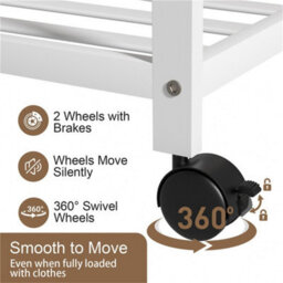 White Movable Wood Garment Rack Clothes Stand Hall Tree Hanging Dress - thumbnail 5