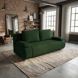 Emma M Corduroy Sofa Bed For Living Room Mdf Frame With Storage Loose Back Cushions 200X92X77 Cm Green - thumbnail 3