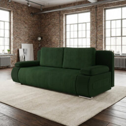 Emma M Corduroy Sofa Bed For Living Room Mdf Frame With Storage Loose Back Cushions 200X92X77 Cm Green - thumbnail 2