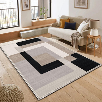 Bedlooms Milo Neutral Living Room Rugs, Non-Slip Modern Area Medium Rug 120X170Cm, Washable Dining Room Rug - image 1
