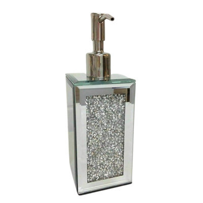 DEENZ Crushed Crystal Diamond Mirrored Glass Soap Dispenser Pump