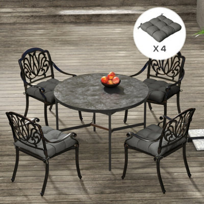 Outsunny Set Of 4 Outdoor Seat Cushion With Ties, For Garden Furniture, Grey - image 1