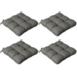 Outsunny Set Of 4 Outdoor Seat Cushion With Ties, For Garden Furniture, Grey - thumbnail 2