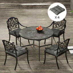 Outsunny Set Of 4 Outdoor Seat Cushion With Ties, For Garden Furniture, Grey - thumbnail 1
