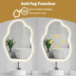 Costway 70 X 50 Cm Irregular Led Bathroom Mirror Frameless Tempered Glass Wall Mirror - thumbnail 3