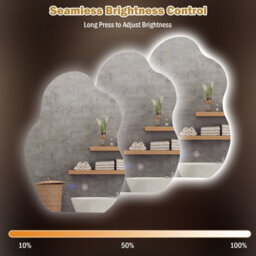 Costway 70 X 50 Cm Irregular Led Bathroom Mirror Frameless Tempered Glass Wall Mirror - thumbnail 4