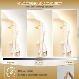 Costway 70 X 50 Cm Irregular Led Bathroom Mirror Frameless Tempered Glass Wall Mirror - thumbnail 6