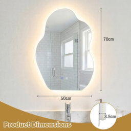 Costway 70 X 50 Cm Irregular Led Bathroom Mirror Frameless Tempered Glass Wall Mirror - thumbnail 8