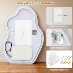 Costway 70 X 50 Cm Irregular Led Bathroom Mirror Frameless Tempered Glass Wall Mirror - thumbnail 5