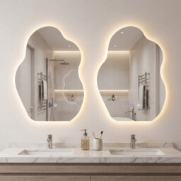 Costway 70 X 50 Cm Irregular Led Bathroom Mirror Frameless Tempered Glass Wall Mirror - thumbnail 9