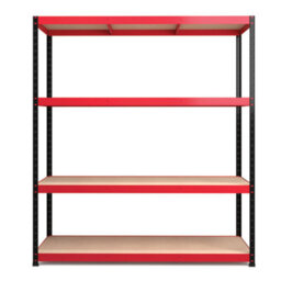 RB UK Rb Boss Garage Shelving Unit 4 Shelf Mdf Red & Black Powder Coated Steel (H)1800mm (W)1600mm (D)600mm - thumbnail 2
