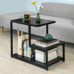 Sobuy Fbt65-Sch, Side Table End Table Living Room Table With Storage Shelf,black,w65Xd35Xh56 - thumbnail 6