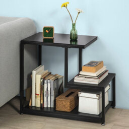 Sobuy Fbt65-Sch, Side Table End Table Living Room Table With Storage Shelf,black,w65Xd35Xh56 - thumbnail 2
