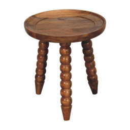 Artisan Furniture Solid Wood Spindle Tray Side Table, Brown - thumbnail 3