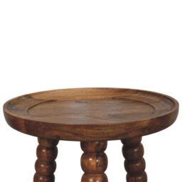 Artisan Furniture Solid Wood Spindle Tray Side Table, Brown - thumbnail 4