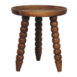 Artisan Furniture Solid Wood Spindle Tray Side Table, Brown - thumbnail 8