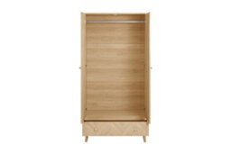 2 Door 1 Drawer Oak Brown Wooden Wardrobe Birlea Herringford - thumbnail 9