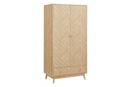2 Door 1 Drawer Oak Brown Wooden Wardrobe Birlea Herringford - thumbnail 7