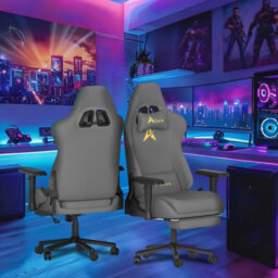 Alivio Velvet Gaming Chair With Lumbar Headrest Support (Grey) - thumbnail 2