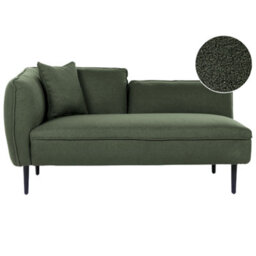 Beliani Left-Hand Chaise Longue Chevannes Boucle Dark Green - thumbnail 1