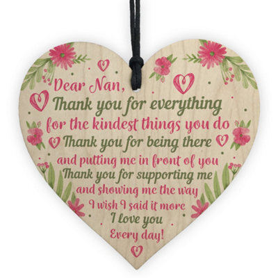 Red Ocean Mother's Day Gifts For Mum Nan Wooden Heart Nan Gifts For Grandparents Keepsake Plaque - image 1