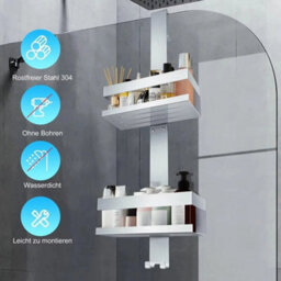 Stainless Steel 2-Tier Over Door Shower Caddy-No Drilling Hanging Shelf 4 Hook - thumbnail 4