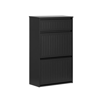 Sobuy Fsr165-Sch, 2 Flip-Drawers 1 Pull Out Drawer Shoe Cabinet Shoe Rack Shoe Storage Cupboard, Black,w61Xd26Xh100 - image 1