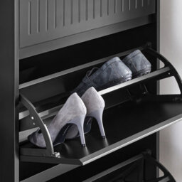 Sobuy Fsr165-Sch, 2 Flip-Drawers 1 Pull Out Drawer Shoe Cabinet Shoe Rack Shoe Storage Cupboard, Black,w61Xd26Xh100 - thumbnail 8