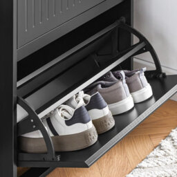 Sobuy Fsr165-Sch, 2 Flip-Drawers 1 Pull Out Drawer Shoe Cabinet Shoe Rack Shoe Storage Cupboard, Black,w61Xd26Xh100 - thumbnail 6