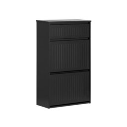 Sobuy Fsr165-Sch, 2 Flip-Drawers 1 Pull Out Drawer Shoe Cabinet Shoe Rack Shoe Storage Cupboard, Black,w61Xd26Xh100