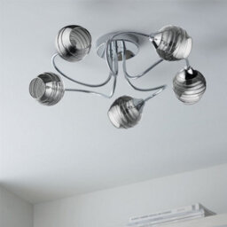 First Choice Lighting Marple - Chrome With Smoke Glass 5 Light Flush Ceiling Light - thumbnail 6