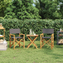 Walplus Folding Director's Chairs 2 Pcs Grey Solid Wood Teak