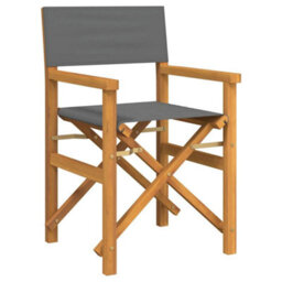 Walplus Folding Director's Chairs 2 Pcs Grey Solid Wood Teak - thumbnail 3