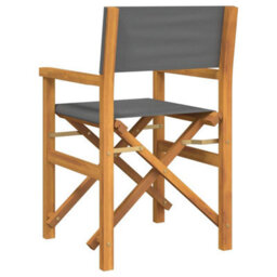 Walplus Folding Director's Chairs 2 Pcs Grey Solid Wood Teak - thumbnail 6