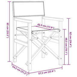Walplus Folding Director's Chairs 2 Pcs Grey Solid Wood Teak - thumbnail 9
