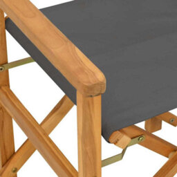 Walplus Folding Director's Chairs 2 Pcs Grey Solid Wood Teak - thumbnail 8