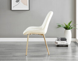 Furniturebox Andria White Marble Effect & Gold Leg Dining Table & 6 Cream Pesaro Gold Leg Velvet Dining Chairs - thumbnail 9