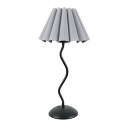 Valuelights Wiggle Black Metal Single Stem Table Lamp With Grey Scallop Tapered Lamp Shade - thumbnail 2