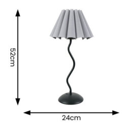 Valuelights Wiggle Black Metal Single Stem Table Lamp With Grey Scallop Tapered Lamp Shade - thumbnail 4