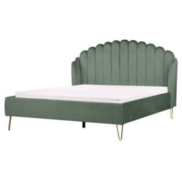 Beliani Bed Velvet Ambillou 160 X 200 Cm (Eu King Size) Green - thumbnail 1