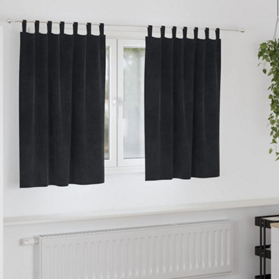 Berkfield Blackout Curtains With Hanging Loops 2 Pcs Black Velvet - image 1