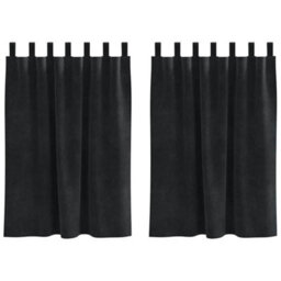 Berkfield Blackout Curtains With Hanging Loops 2 Pcs Black Velvet - thumbnail 2