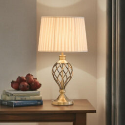 Lighting Supermarket Hepburn Large Barley Twist Table Lamp Antique Brass With Ivory Pleated Shade 61Cm - thumbnail 1