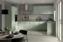 Kitchen Kit Agave Green Supermatt Slab Door Belfast Sink Base Unit Cabinet Flatpack - 600X455mm - thumbnail 2
