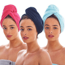 Keanu Turban Cotton Towel (Pack Of 3) Black/fuchsia/aquamarine (One Size)