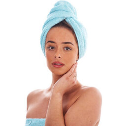 Keanu Turban Cotton Towel (Pack Of 3) Black/fuchsia/aquamarine (One Size) - thumbnail 2